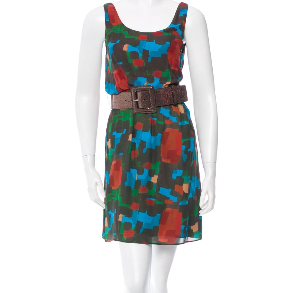 Dress: multicolor Alice + Olivia silk dress